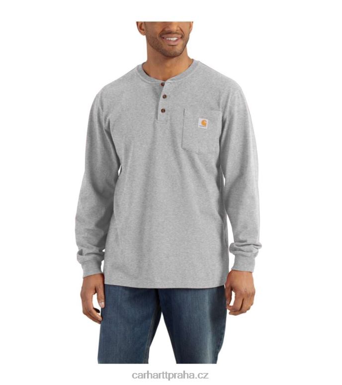 muži volné střihové tričko henley s kapsou a dlouhým rukávem Carhartt 8BL8V126 Černá