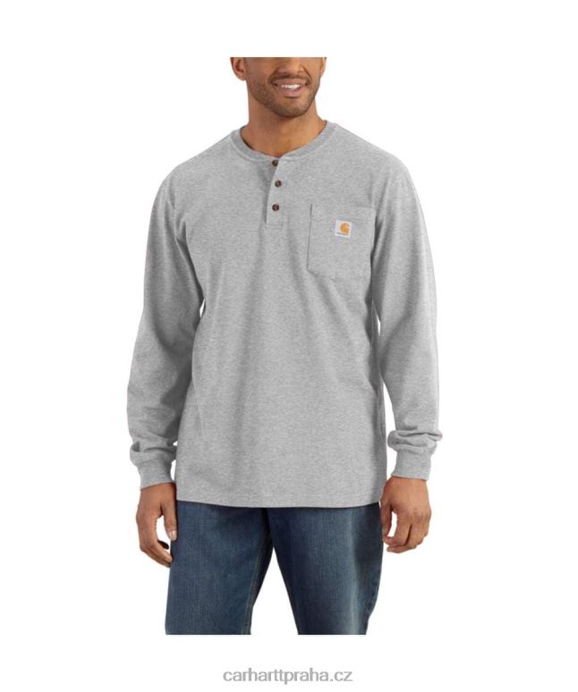 muži volné střihové tričko henley s kapsou a dlouhým rukávem Carhartt 8BL8V126 Černá