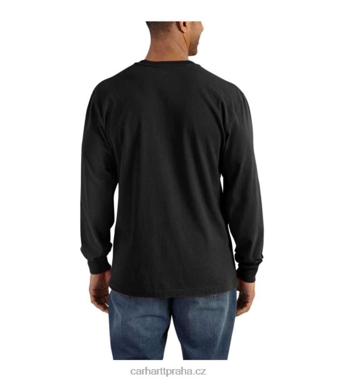 muži volné střihové tričko henley s kapsou a dlouhým rukávem Carhartt 8BL8V126 Černá