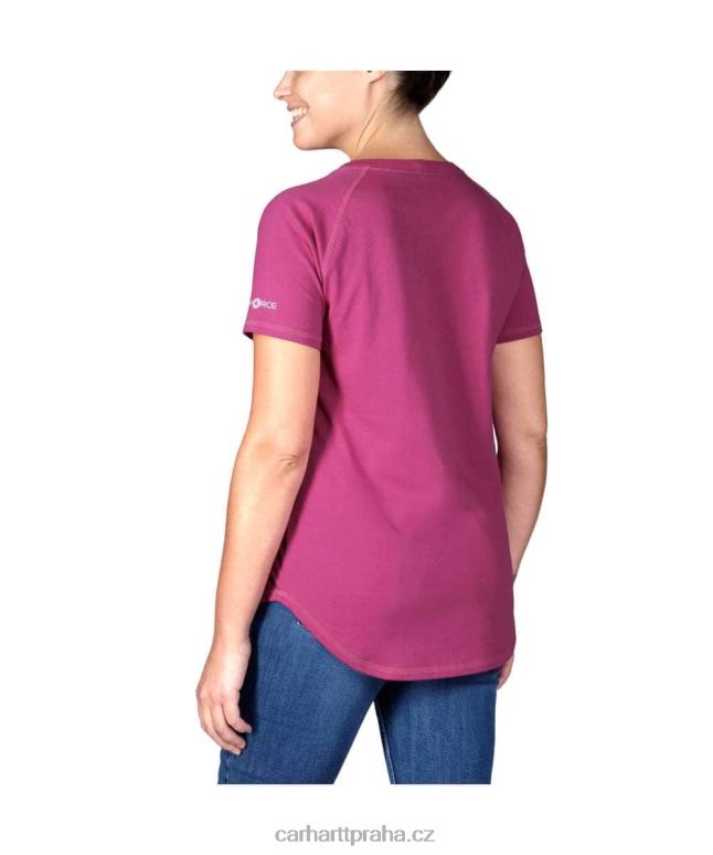 ženy Force uvolněný střih středně těžké tričko s krátkým rukávem a kapsou Carhartt 8BL8V224 purpurový achát