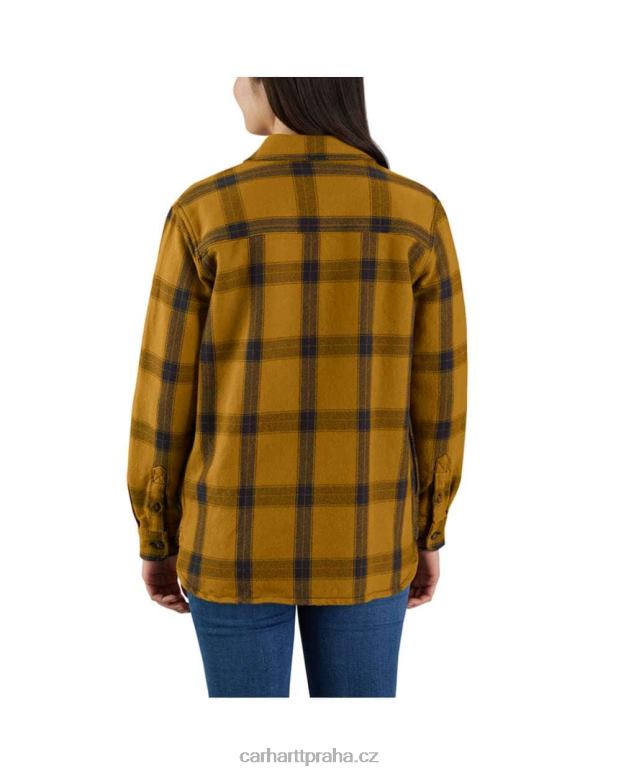 ženy Kostkovaná košile volného střihu těžké váhy s dlouhým rukávem Carhartt 8BL8V248 carhartt hnědá