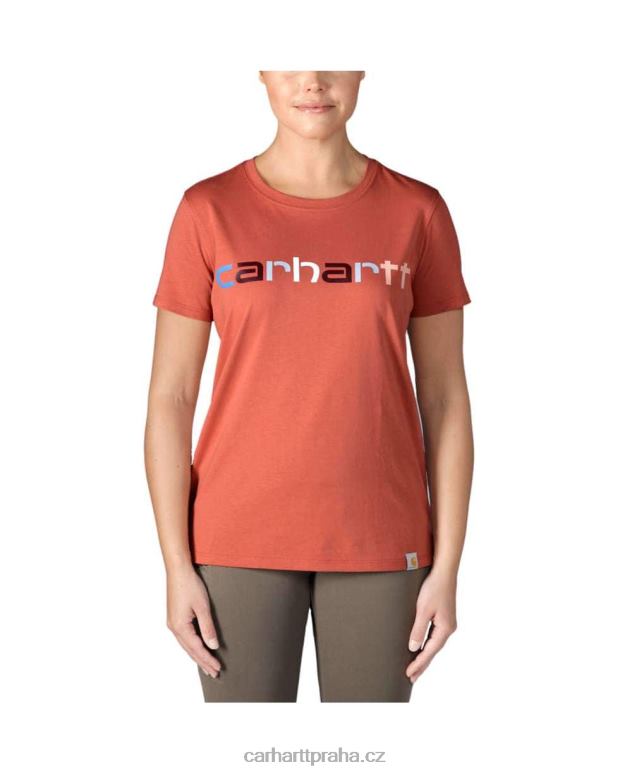 ženy Lehké tričko volného střihu s krátkým rukávem a vícebarevným logem Carhartt 8BL8V226 Černá