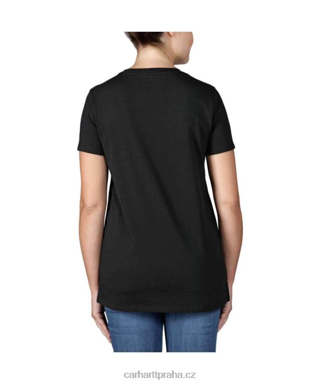 ženy Lehké tričko volného střihu s krátkým rukávem a vícebarevným logem Carhartt 8BL8V226 Černá