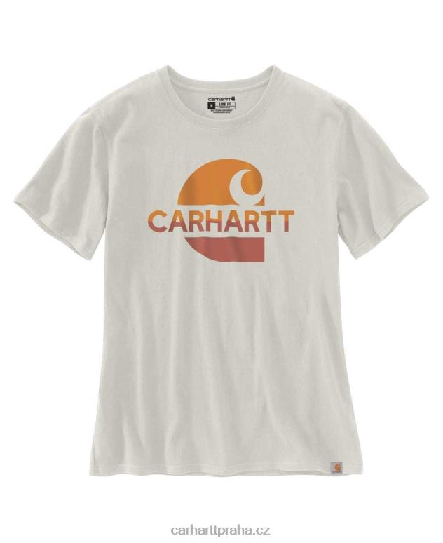 ženy Vybledlé tričko volného střihu těžké váhy s krátkým rukávem s nápisem „c“ Carhartt 8BL8V225 purpurový achát