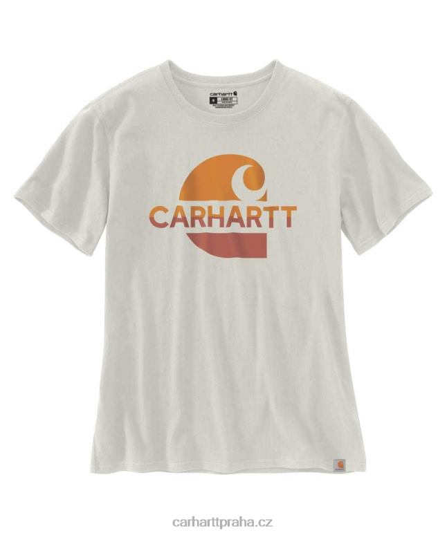 ženy Vybledlé tričko volného střihu těžké váhy s krátkým rukávem s nápisem „c“ Carhartt 8BL8V225 purpurový achát