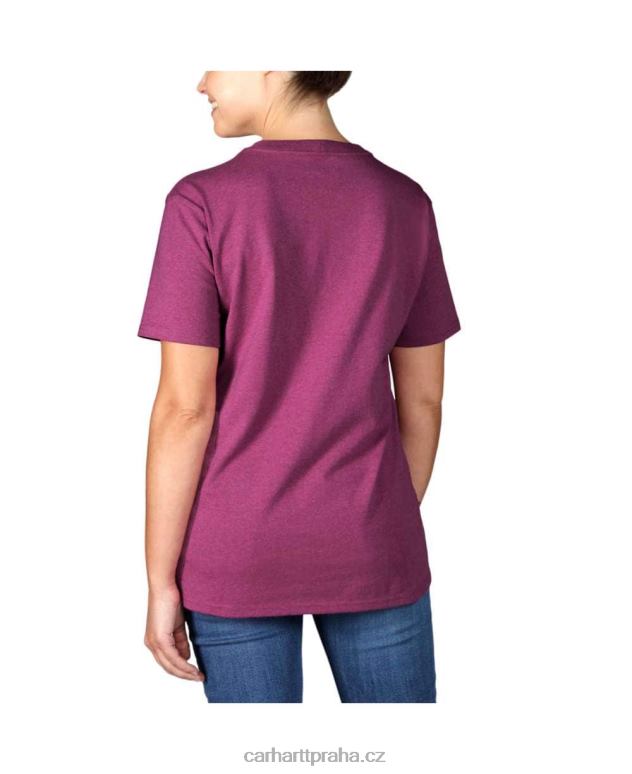 ženy Vybledlé tričko volného střihu těžké váhy s krátkým rukávem s nápisem „c“ Carhartt 8BL8V225 purpurový achát