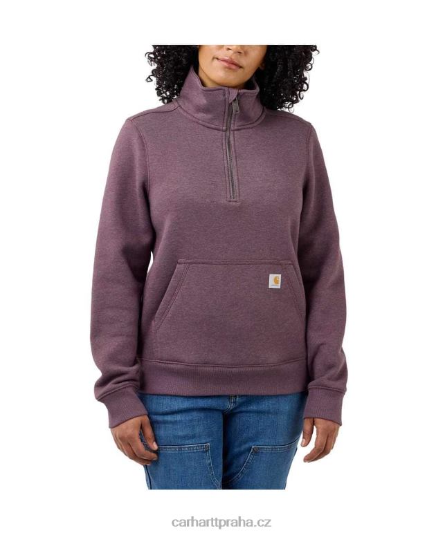ženy mikina na zip střední hmotnosti ve volném střihu Carhartt 8BL8V204 ostružinový vřes