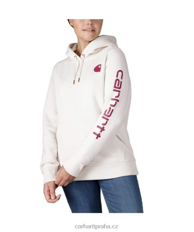 ženy mikina s grafickým rukávem s logem střední váhy ve volném střihu Carhartt 8BL8V211 jasanová růže