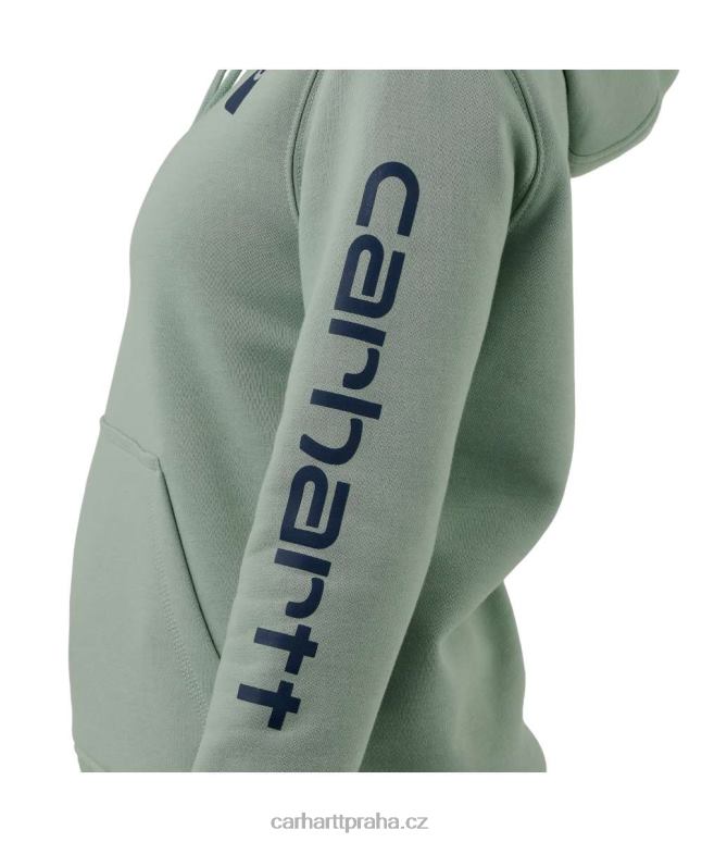 ženy mikina s grafickým rukávem s logem střední váhy ve volném střihu Carhartt 8BL8V211 jasanová růže