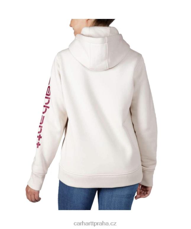 ženy mikina s grafickým rukávem s logem střední váhy ve volném střihu Carhartt 8BL8V211 jasanová růže