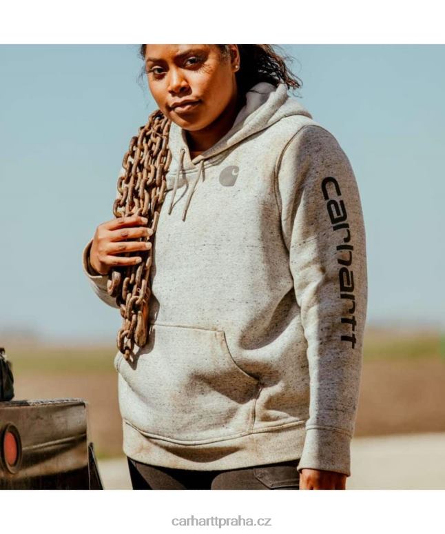 ženy mikina s grafickým rukávem s logem střední váhy ve volném střihu Carhartt 8BL8V211 jasanová růže
