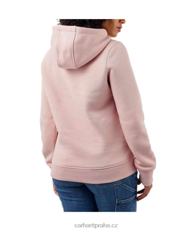ženy mikina s grafickým rukávem s logem střední váhy ve volném střihu Carhartt 8BL8V211 jasanová růže