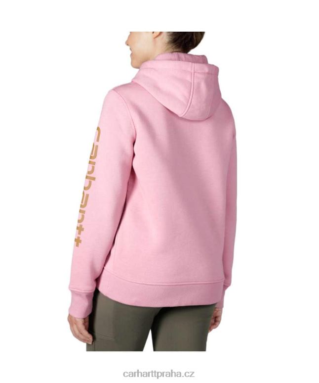 ženy mikina s grafickým rukávem s logem střední váhy ve volném střihu Carhartt 8BL8V211 jasanová růže