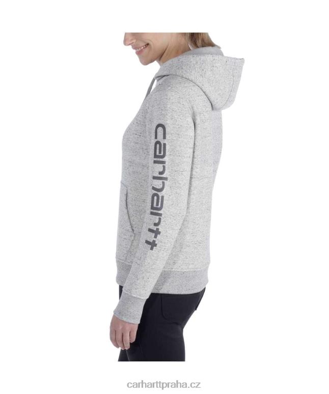 ženy mikina s grafickým rukávem s logem střední váhy ve volném střihu Carhartt 8BL8V211 jasanová růže