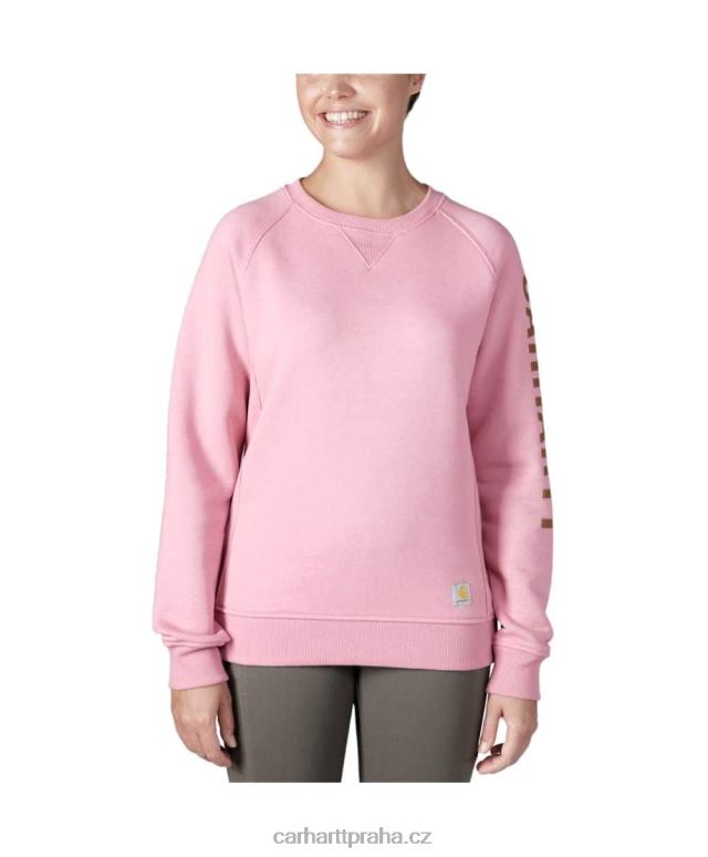 ženy mikina s logem na rukávu s logem střední váhy a volným střihem Carhartt 8BL8V210 asfaltový vřes nep