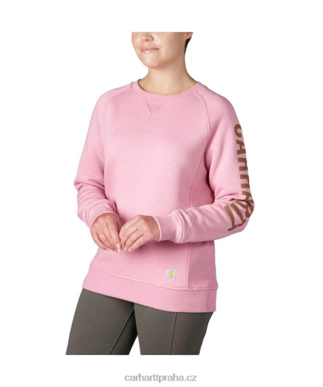 ženy mikina s logem na rukávu s logem střední váhy a volným střihem Carhartt 8BL8V210 asfaltový vřes nep
