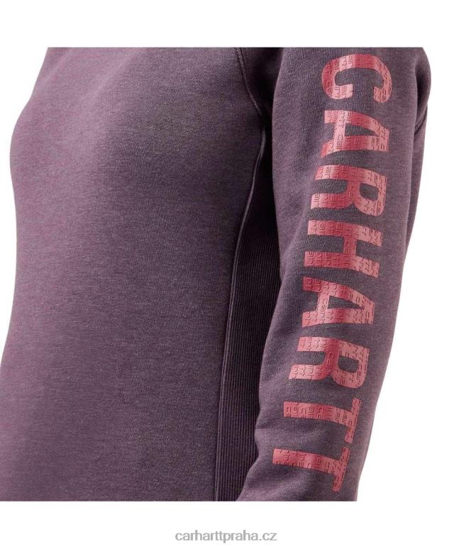 ženy mikina s logem na rukávu s logem střední váhy a volným střihem Carhartt 8BL8V210 asfaltový vřes nep