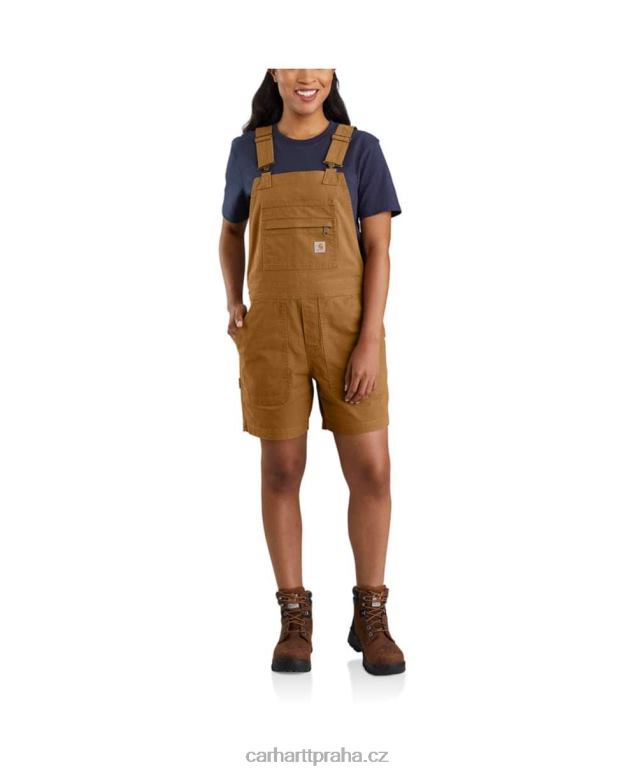 ženy plátěná šortka z robustního pružného uvolněného střihu Carhartt 8BL8V217 carhartt hnědá
