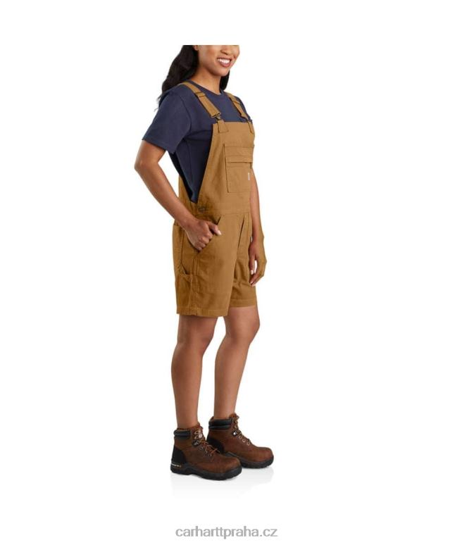 ženy plátěná šortka z robustního pružného uvolněného střihu Carhartt 8BL8V217 carhartt hnědá