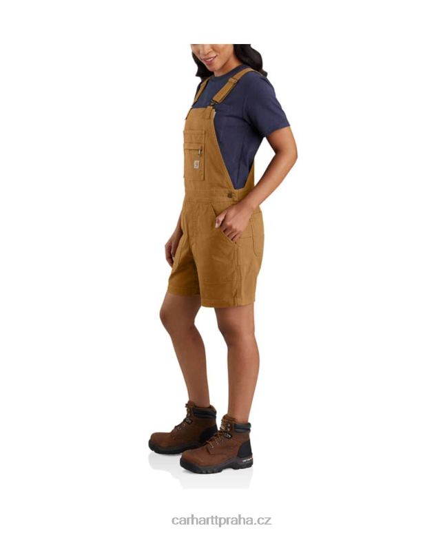ženy plátěná šortka z robustního pružného uvolněného střihu Carhartt 8BL8V217 carhartt hnědá