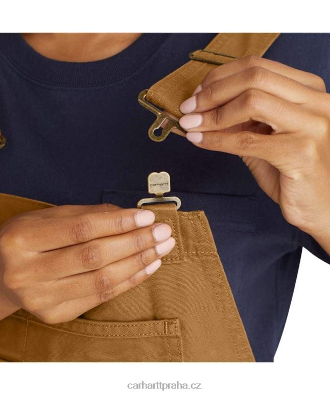 ženy plátěná šortka z robustního pružného uvolněného střihu Carhartt 8BL8V217 carhartt hnědá