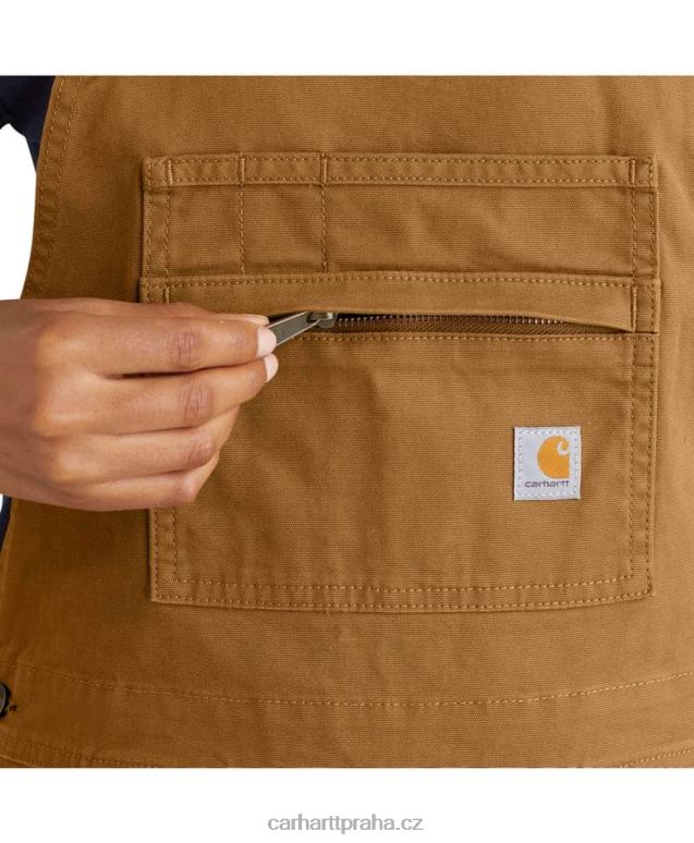 ženy plátěná šortka z robustního pružného uvolněného střihu Carhartt 8BL8V217 carhartt hnědá