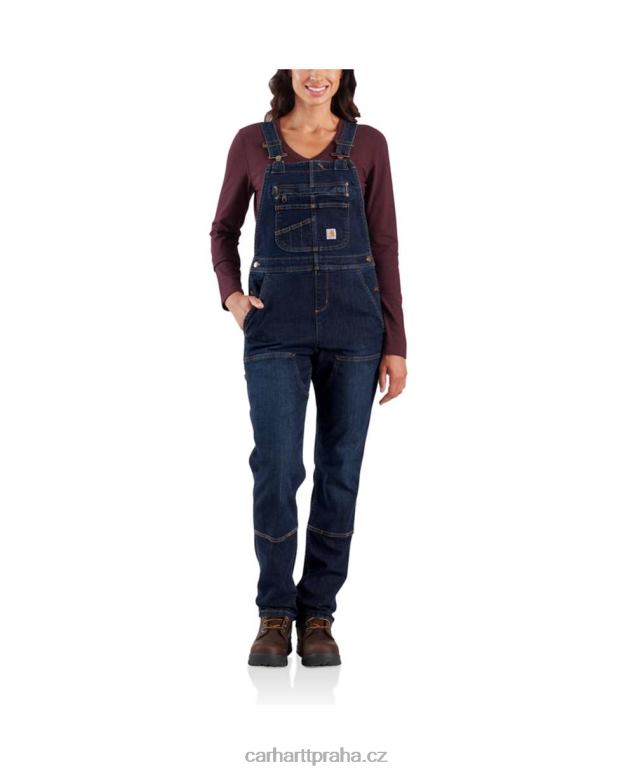 ženy robustní flex džínová kombinéza s dvojitou přední náprsenkou Carhartt 8BL8V219 půlnoční obloha
