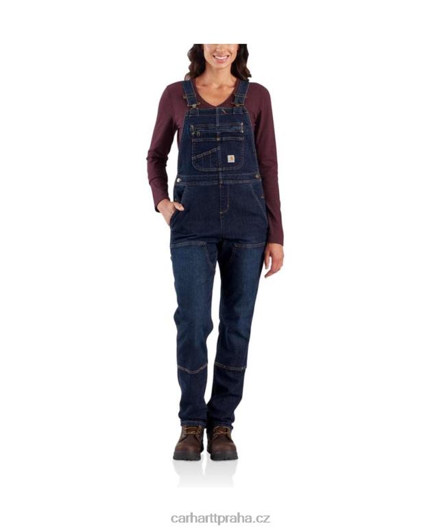 ženy robustní flex džínová kombinéza s dvojitou přední náprsenkou Carhartt 8BL8V219 půlnoční obloha