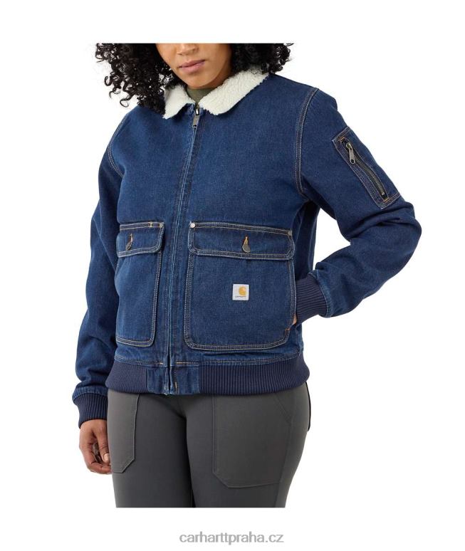 ženy robustní flex uvolněná džínová bunda s šerpou podšívkou Carhartt 8BL8V187 buk