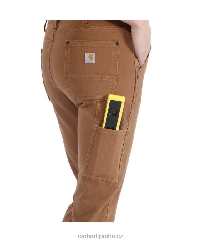ženy robustní flex uvolněné keprové pracovní kalhoty s dvojitým předním dílem Carhartt 8BL8V202 Černá