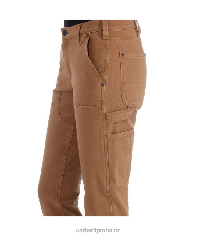 ženy robustní flex uvolněné keprové pracovní kalhoty s dvojitým předním dílem Carhartt 8BL8V202 Černá
