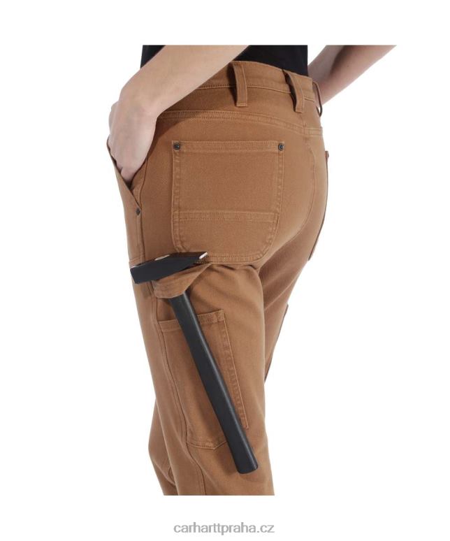 ženy robustní flex uvolněné keprové pracovní kalhoty s dvojitým předním dílem Carhartt 8BL8V202 Černá