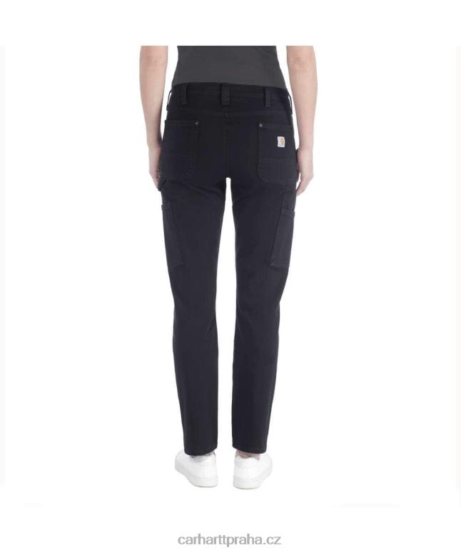 ženy robustní flex uvolněné keprové pracovní kalhoty s dvojitým předním dílem Carhartt 8BL8V202 Černá