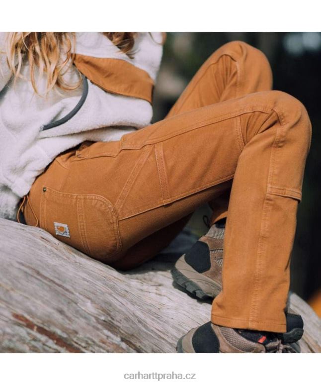 ženy robustní flex uvolněné keprové pracovní kalhoty s dvojitým předním dílem Carhartt 8BL8V202 Černá