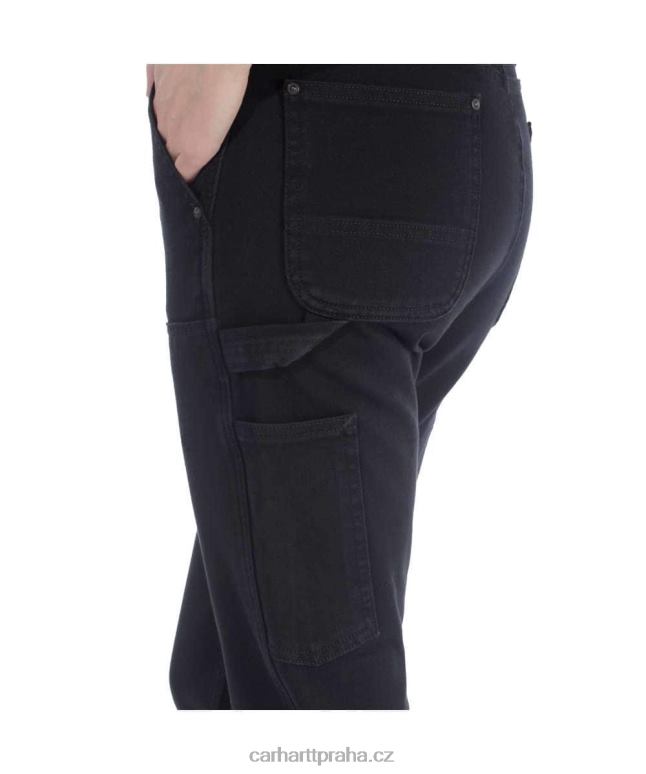 ženy robustní flex uvolněné keprové pracovní kalhoty s dvojitým předním dílem Carhartt 8BL8V202 Černá