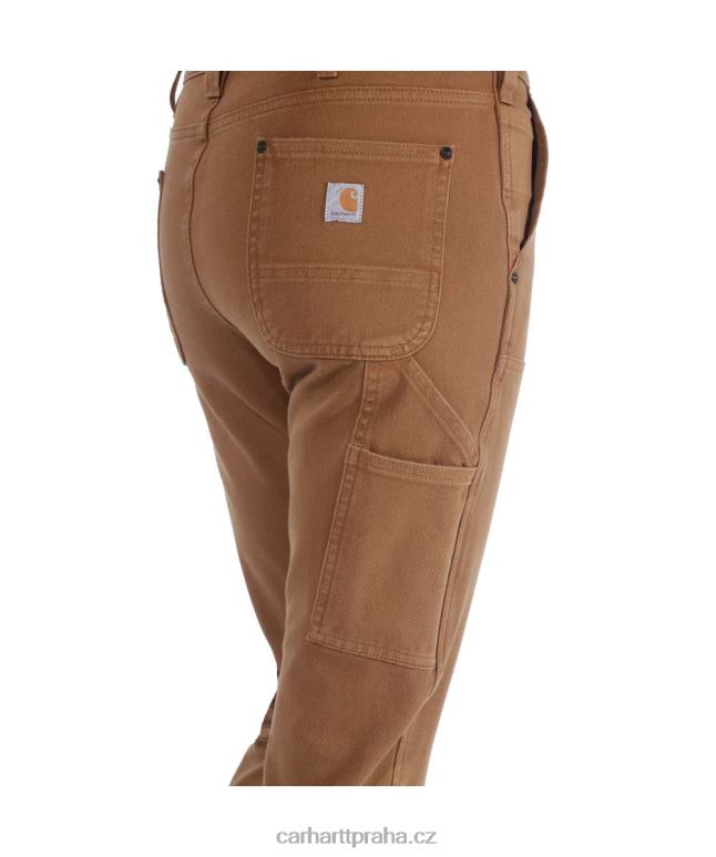 ženy robustní flex uvolněné keprové pracovní kalhoty s dvojitým předním dílem Carhartt 8BL8V202 Černá