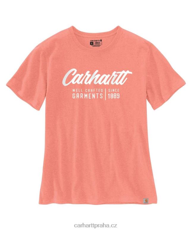 ženy tričko volného střihu těžké gramáže s krátkým rukávem s grafikou Carhartt 8BL8V227 bazalkový vřes