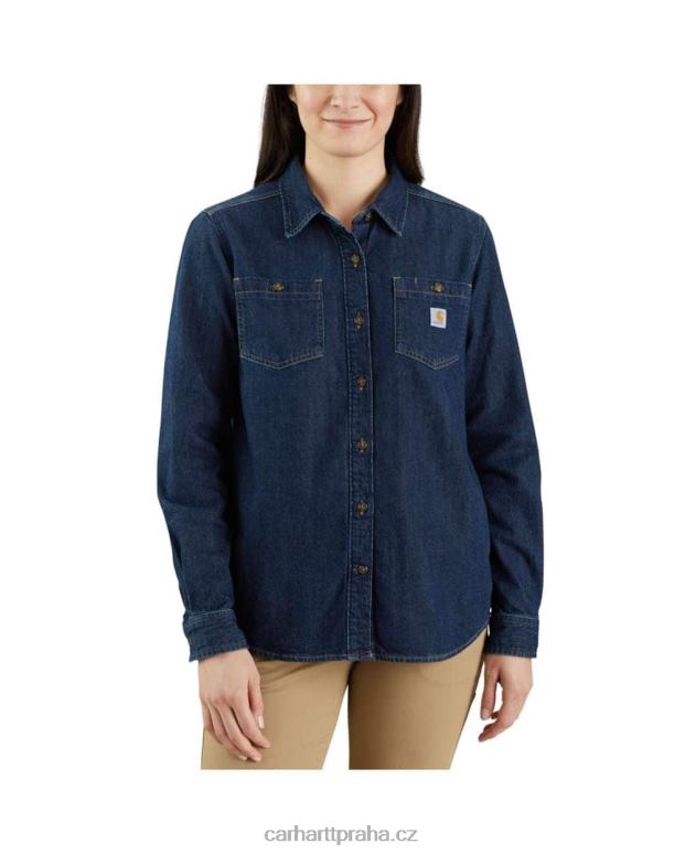 ženy uvolněná džínová košile střední hmotnosti s dlouhým rukávem Carhartt 8BL8V247 zion