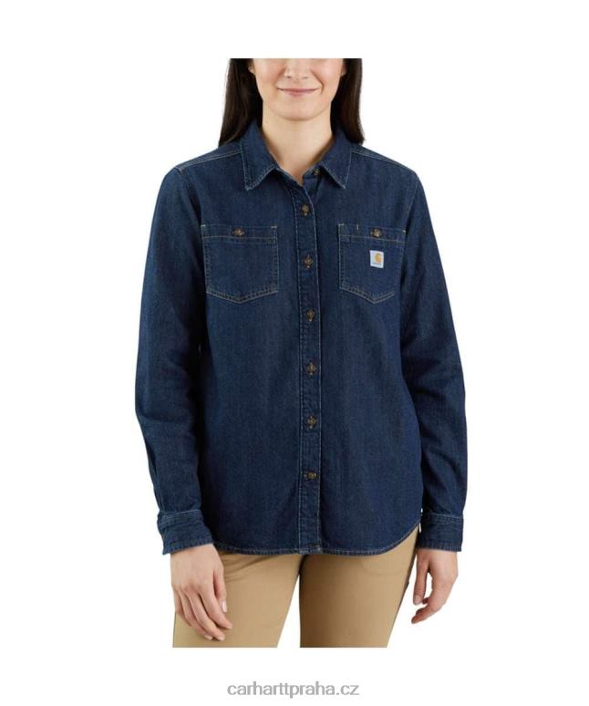 ženy uvolněná džínová košile střední hmotnosti s dlouhým rukávem Carhartt 8BL8V247 zion