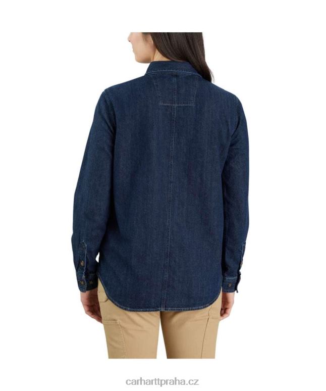ženy uvolněná džínová košile střední hmotnosti s dlouhým rukávem Carhartt 8BL8V247 zion