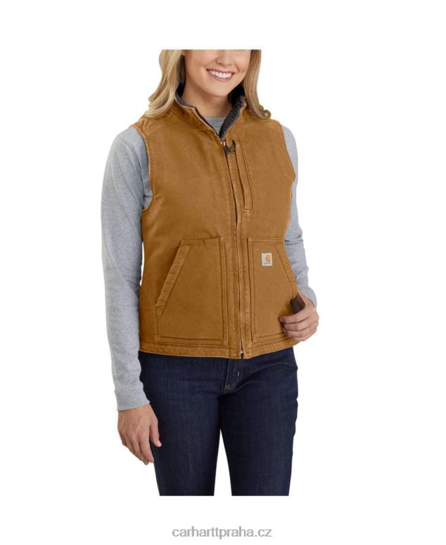 ženy uvolněný střih sepraná kachní vesta s podšívkou se šerpou Carhartt 8BL8V222 carhartt hnědá