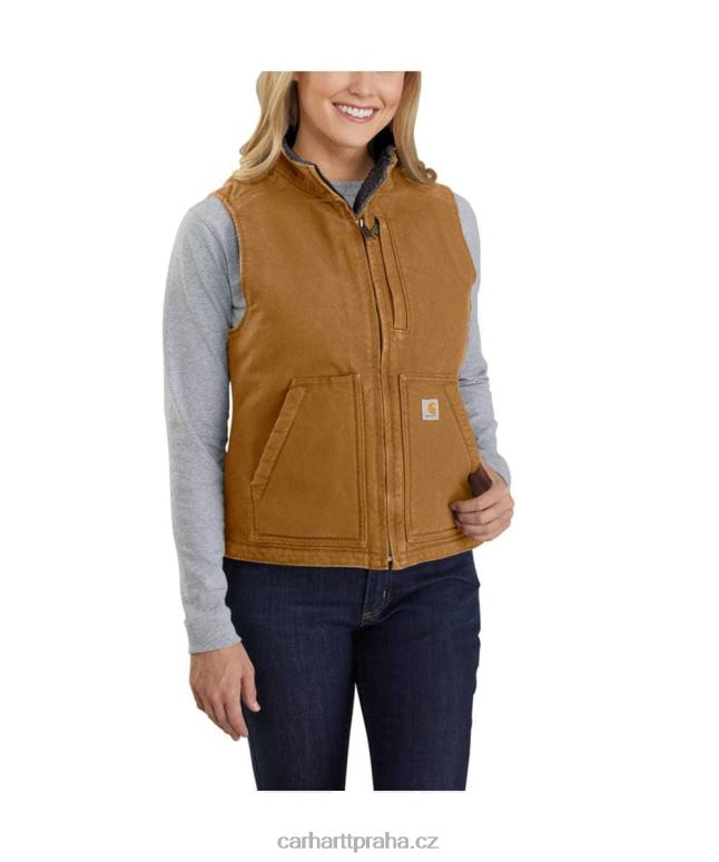 ženy uvolněný střih sepraná kachní vesta s podšívkou se šerpou Carhartt 8BL8V222 carhartt hnědá