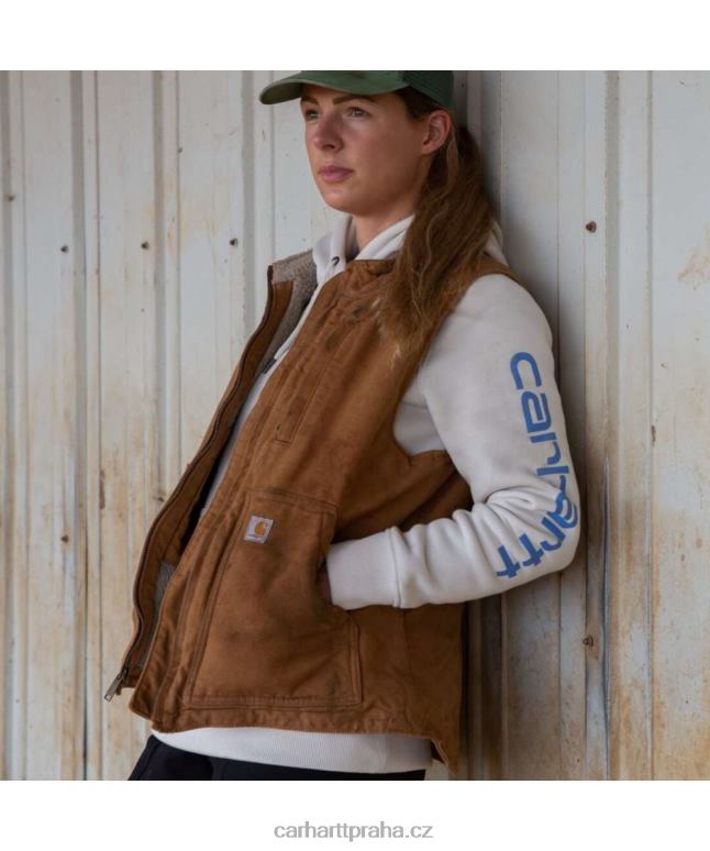 ženy uvolněný střih sepraná kachní vesta s podšívkou se šerpou Carhartt 8BL8V222 carhartt hnědá