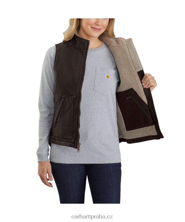 ženy uvolněný střih sepraná kachní vesta s podšívkou se šerpou Carhartt 8BL8V222 carhartt hnědá