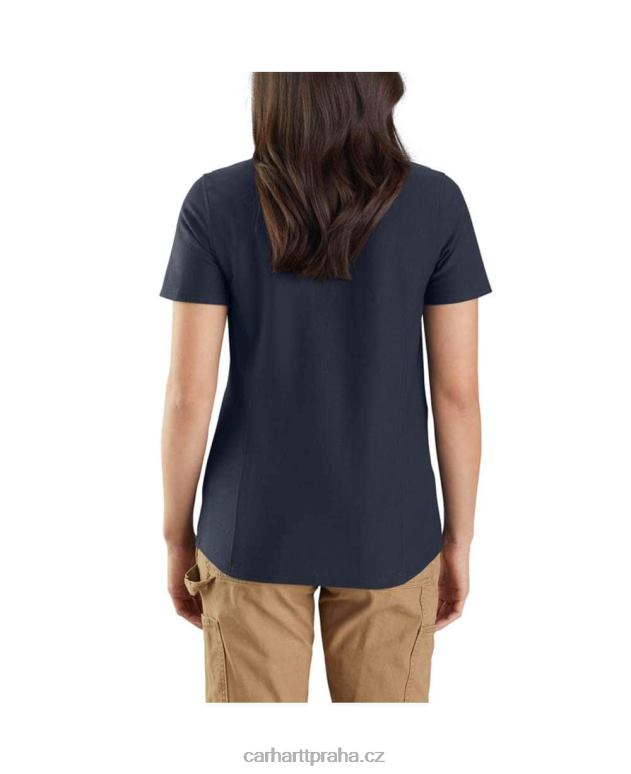ženy w uvolněného střihu středně těžké kapsové polo s krátkým rukávem Carhartt 8BL8V228 námořnictvo