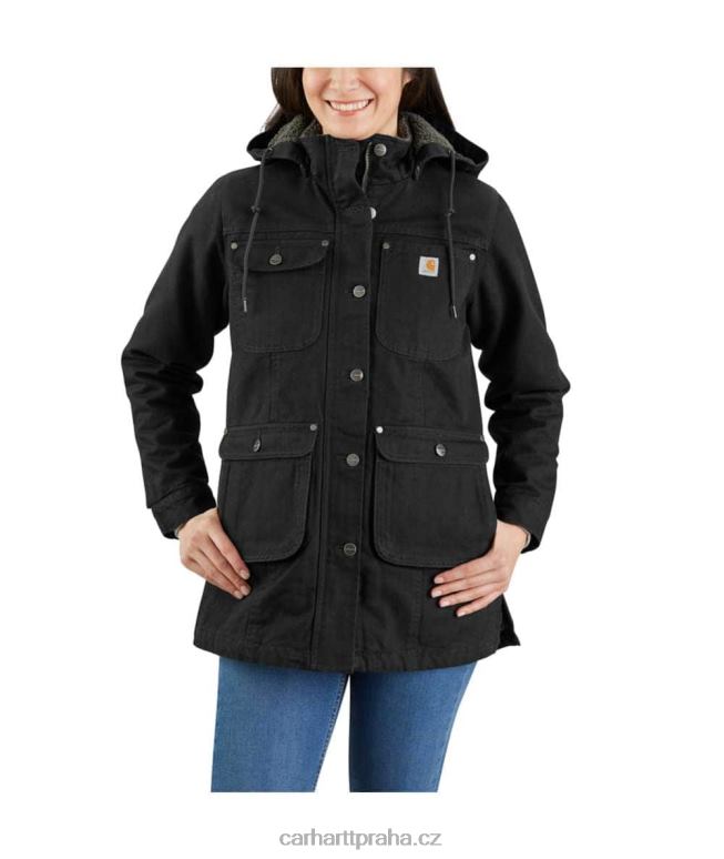 ženy zvětralý kachní kabát volného střihu Carhartt 8BL8V186 Černá